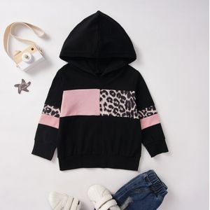 Hooded Sweater Kind Luipaard Print Splice Casual Mode Losse Lente Herfst Lange Mouw Sweatshirts Top