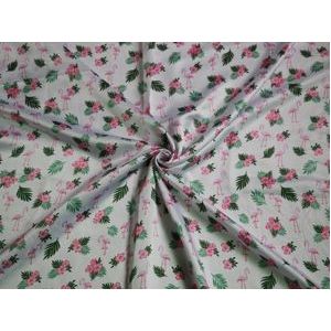 100cm * 145cm Zachte Polyester satijnen Stof Roze Flamingo printing jurk sleep gown Materiaal Voering