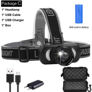 Super Heldere Koplamp XPE + Rood Blauw Licht LED Koplamp USB Oplaadbare Head Lamp Waterdicht Zoom Head Light Gebruik Batterij