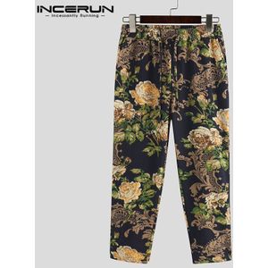 Incerun Heren Broek Bloemen Gedrukt Joggers Trekkoord Casual Zakken Streetwear Enkellange Broek Mannen Pantalones Hombre