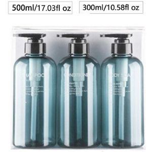 3 Stks/set Zeepdispenser Fles Badkamer Shampoo Fles Grote Capaciteit Druk Type Lotion Body Zeep Lege Fles Set 300ml/500Ml