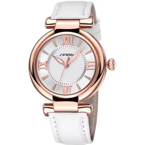 Sinobi Rood/Wit Lederen Vrouwen Horloge Mode Luxe Dames Armband Horloge Casual Meisjes Horloge Klok Uur Reloj Mujer