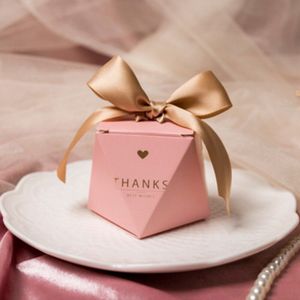Creatieve Roze Dozen Snoep Bruiloft Gunsten En Box Feestartikelen Baby Shower Papier Chocolade Dozen Pakket ""Dank U