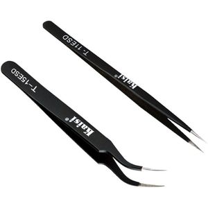 Rvs Zwart Gebogen Rechte Wenkbrauw Pincet Anti Picking Tool Valse Wimper Nail Art Tool Voor Elektronica Fabriek