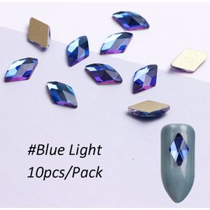 10 pcs Ruit Nail Rhinestones Crystal AB Glitter Voor Nagels Gold Flatback 6x10mm Sieraden Kralen Manicure Decor accessoires SA717