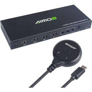 Aimos 2 In 1 Out Dvi Kvm Switch Dual Displays Ondersteuning 1920*1200 @ 60Hz/2 USB2.0 hub/Muis Toetsenbord Sharing/Audio In &amp; Out