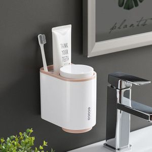 Automatische Tandpasta Dispenser Stofdicht Tandenborstelhouder Met Cups Geen Nagel Muur Stand Plank Badkamer Accessoires Sets