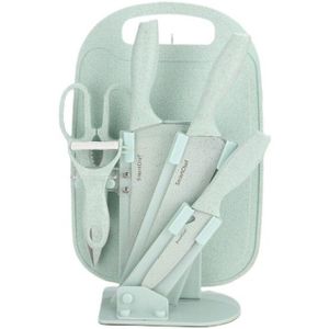 Tarwe Stro Mes Set Rvs Zeven Stuk Mes Set Keramische Mes Keuken Set Mes Schaar Fruit mes Houder