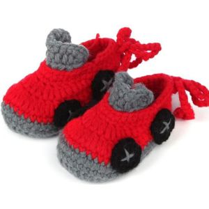 1 Paar Zachte Zolen Baby Jongens Meisjes Kleuren Auto Vorm Handwerk Knit Peuter Schoenen Kinderen Crib Schoenen 11Cm