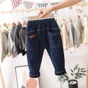 Winter Koreaanse Kinderkleding Jongens Broek Plus Fluwelen Casual Dikke Patch Jeans
