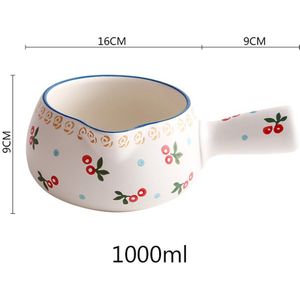 1Pc 1000Ml Keramische Melk Pan Creatieve Aardbei Cherry Mini Voorraad Potten Voor Keuken Koken Pap Soeppan Stoofpot pot Kookgerei