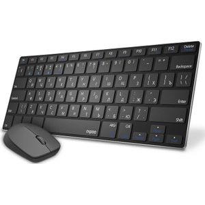 Rapoo 9000M Mini Russische Toetsenbord Multi-mode Stille Bluetooth Draadloze Toetsenbord En Muis Combo Engels/Russisch Toetsenbord