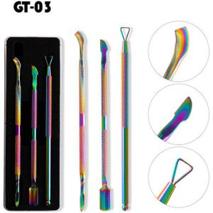 3 Stks/set Kleur-Plated Manicure Staal Push Tweekoppige Dode Huid Push Remover Nail Schaafmachine Voor Pedicure Manicure nail Art Gereedschap