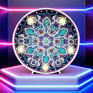 Huacan 5D Diamant Schilderij Led Lamp Mandala Borduurwerk Mozaïek Kit Kerst Decoraties Voor Thuis