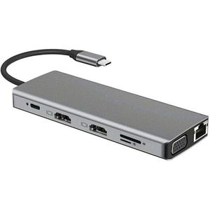 Usb C Hub 12 In 1 Type C Naar USB-C USB3.0 Hdmi Vga Pd Hub Adapter Docking Station Compatibel Voor thunderbolt 3
