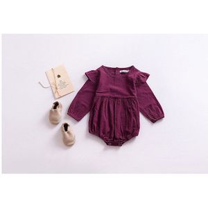 Puur Katoen Pure Kleur Kleine Vliegende Mouwen Romper Baby Meisje Kleding