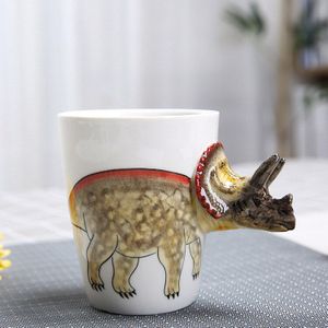 350Ml Dinosaurus Keramische Cup Hand Geschilderd Dier Koffie Mok 3D Cartoon Tyrannosaurus Cup Kinderen Melk Cup
