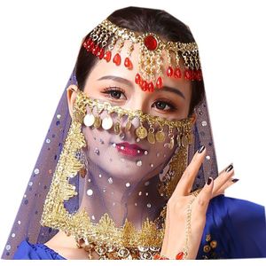 2 Stks/pak Vrouwen Buikdans Tribal Gezicht Sluier Egyptische Masker Halloween Accessoires Mooie Sequin Tribal Dance Kostuum