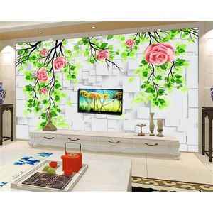Beibehang HD rose muurschilderingen Europa TV achtergrond baksteen behang woonkamer slaapkamer muurschilderingen behang voor muren 3d papel de parede