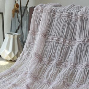 Chiffon Haak Geborduurde Gestreepte Gerimpelde Stof Fee Stijl Trouwjurk Stretch Tule Stof Door De Meter