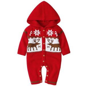 0-24M Kerst Pasgeboren Kid Baby Boy Meisje Kleding Winter Warm Gebreide Trui Lange Mouwen Hooded Elanden Romper leuke Xmas Outfit