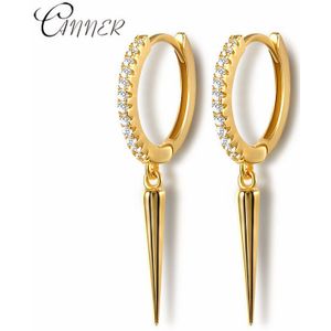 Inmaker Punk Stijl Vrouwen Oorbellen 100% 925 Sterling Zilver Klinknagel Hanger Oorringen Voor Vrouwen Enkele Rij Kristallen Oorbellen