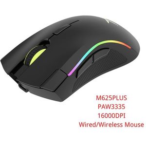 Delux M625PLUS Draadloze Ergonomische Gaming Muis Dual Mode PMW3335 16000Dpi Rgb Muizen 7 Progammable Knoppen Voor Computer Gamer