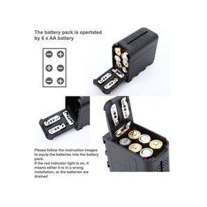 Batterij Case Pack BB-6 6 stuks Aa-batterijen Power Werken als NP-F970 Voor LED Video Light Panelen Voor Monitor YN300 II DV-160V