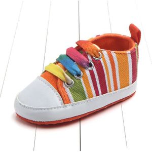 Baby Schoenen Comfortabele Canvas Pasgeboren Peuter Schoenen Regenboog Strepen Baby Jongens Meisjes Eerste Wandelaars Anti-Slip Baby Schoenen