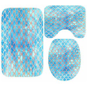 Stijlvolle Roze Aqua Blue Mermaid Weegschalen Badkamer Mat Set 3 Pcs Kleurrijke Mat Voor Wc Tapijt Tapijt Aquarel Douche floor Mat