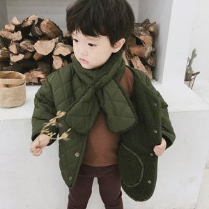 Winter kinderen jas koreaanse stijl verdikte mode twee gezichten silica all-match met sjaal voor baby meisjes en jongens