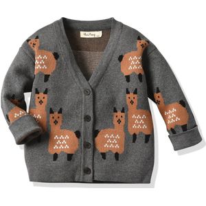 Emmababy 2-6Y Kids Baby Meisjes Jongens Herfst Gebreide Jas Leuke Alpaca V-hals Single Breasted Lange Mouwen Peuter Outfit Vest