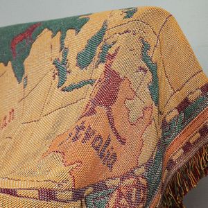 Wereldkaart Katoen Bohemian Plaids Deken Multifunctionele Sofa Decoratieve Piano Cover Tapestry Cobertor Kwastje Deken