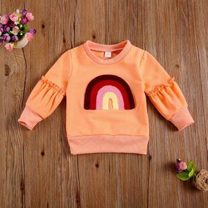 Peuter Kid Meisje Trui Herfst Shirt Baby Kids Ronde Hals Lange Mouwen Sweatshirts Casual Elastische Warme Regenboog Kleren