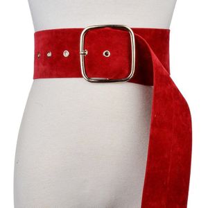 HATCYGGO Vrouwelijke Brede Cumberbanden Vintage Suede Taille Riem Voor Vrouwen Mode Grote Vierkante Gesp Kleding Decor Tailleband