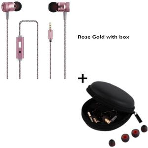 Luxe Hifi Zware Bass Oortelefoon Metal Muziek Stereo Wired Hoofdtelefoon Met Microfoon 3.5Mm Jack Oordopjes Headset + Zwarte Rits doos