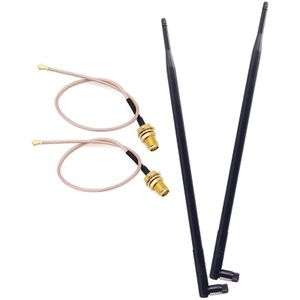 Set Van 2 Omni-Directionele Wi-Fi Lange Afstand Dual Band 9 Dbi Antenne 2.4/5Ghz 802.11N/B/G En 2 Rf Vrouwelijke Pigtail Antenne