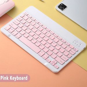 Draagbaar draadloos toetsenbord, CestMall oplaadbaar10 Ultra slank universeel tablettoetsenbord met draadloze muis, klein draadloos toetsenbord voor iOS/Android/Windows-tablets, laptops, pc, telefoons (roze Draagbaar draadloos toetsenbord, CestMall oplaadbaar10 Ultra slank universeel tablettoetsenbord met draadloze muis, klein draadloos toetsenbord voor iOS/Android/Windows-tablets, laptops, pc, telefoons (roze