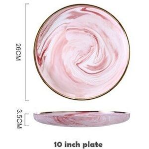 1 PCS Roze Marmer Keramische Diner Schotel Plaat Rijst Salade Noedels Kom Soep Porselein Plaat Servies Sets Servies Keuken Tool