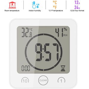 Waterdichte Badkamer Timer Wandklok Digitale LCD Thermometer Hygrometer Zuignap Digitale Timer Klok