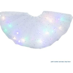 67JC Kids Meisjes Led Light Up Glitter Ster Pailletten Ballet Dans Tule Tutu Rok 3-12T