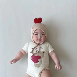 Baby Korte Mouw Baby Jongens Meisjes Cartoon Beer Print Bodysuit Zomer Katoenen Jumpsuit