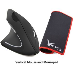 Draadloze Verticale Muis Ergonomisch Linkerhand Mause 1600Dpi Optische Muis Oplaadbare Gamer Muizen Met Muismat Voor Laptop