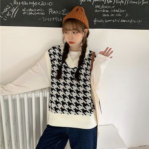 Goplus Vrouw Truien Gebreide Houndstooth Pull Trui Vest Mouwloze Fall Vrouwen Kobieta Swetry Sweter Damski Vrouw Truien