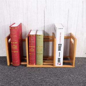 1Pc Moso Bamboe Desktop Opbergrek Bureau Boek Plank Mini Stretchable Plank Boekensteun (Hout Kleur)
