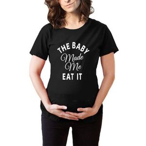Zomer O-hals Basic Top Comfort Zachte Vrouwen Casual Brief Afdrukken Zwart T-shirt Moederschap Zwangerschap Kleding Plussize