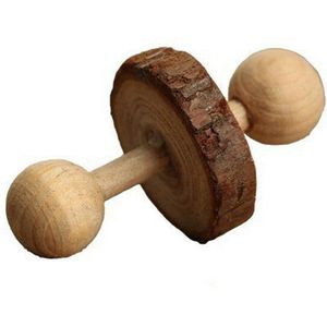 Leuke Natuurlijke Houten Konijnen Speelgoed Grenen Dumbbells Fietsbel Roller Kauwen Speelgoed Voor Cavia Rat Kleine Huisdier Molars Levert