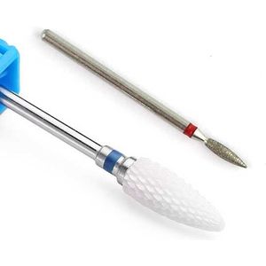 2Pcs Keramische Nail Boor Diamant Frees Voor Manicure Elektrische Roterende Bestanden Bits Pedicure Burr Cuticle Verwijder Gereedschap