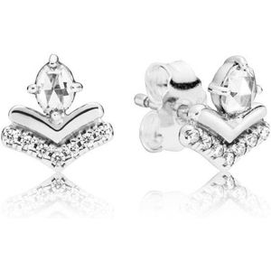Originele Tiara Wishbone Wish Stud Earring Met Crystal 925 Sterling Zilveren Oorbellen Voor Vrouwen Huwelijkscadeau Europa Sieraden