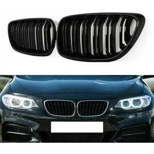 1 Paar Auto Grille Voor Bmw 2 Serie F11 F23 Auto Matt Gloss Zwart M Stijl front Nier Dubbele Slat Grille Set